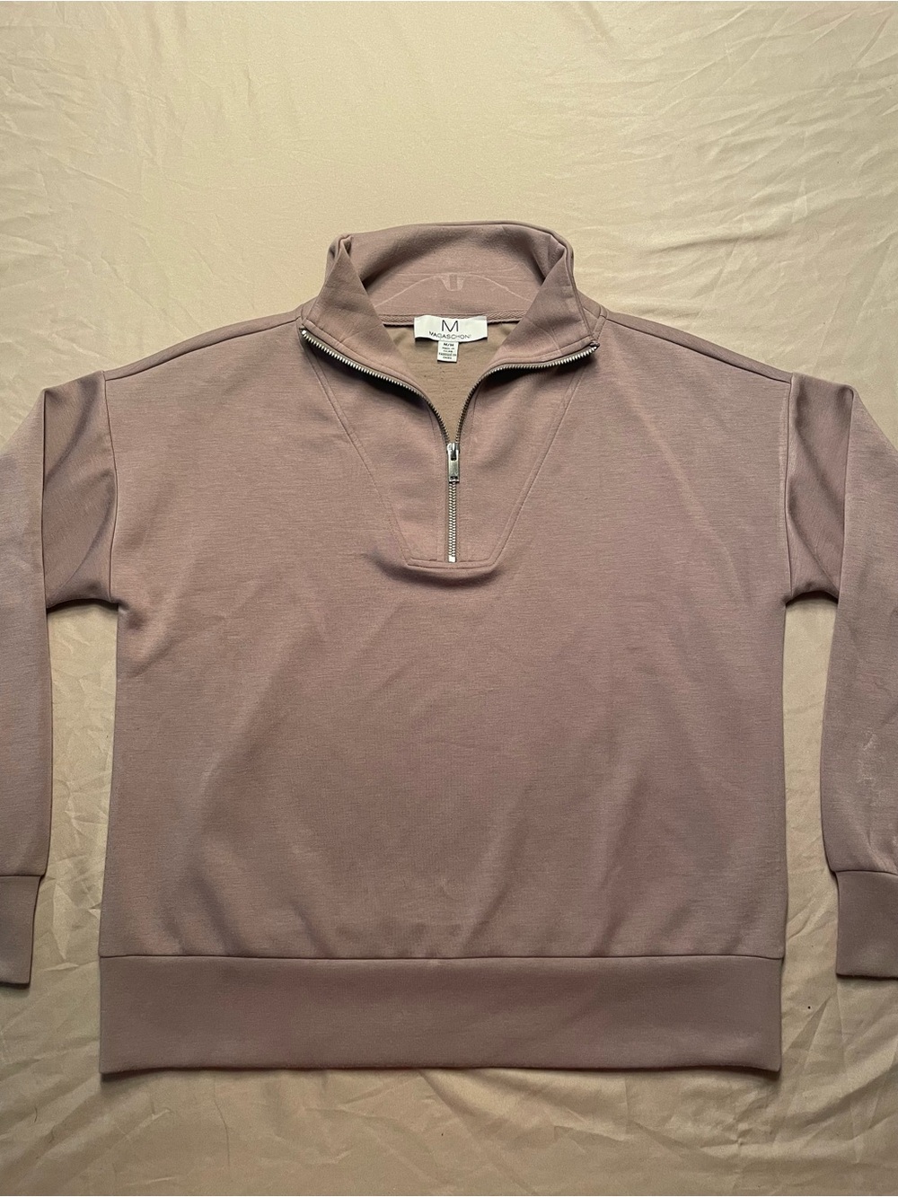 Magaschoni Quarter-Zip Mauve Pullover Lightweight Super Soft and Cute
